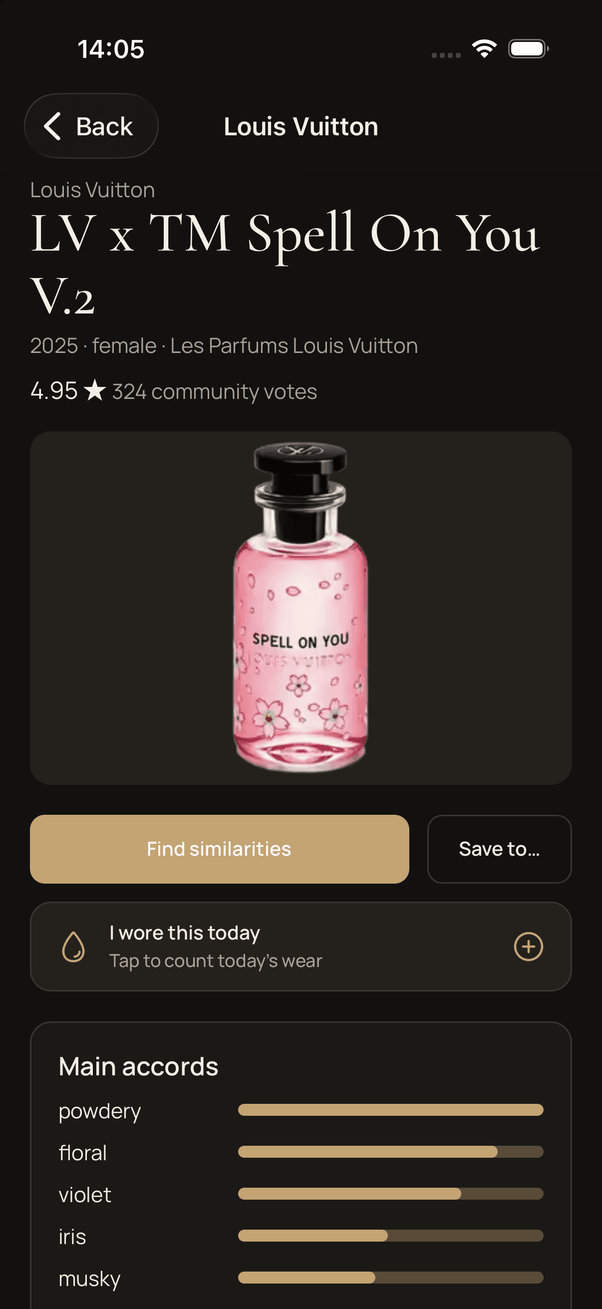 Scent Wardrobe — Fragrance detail with accords